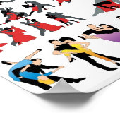 POSTER ROUGE NOIR SALLE DE BALLON DANSEURS COLORÉS DANSE  (Coin)