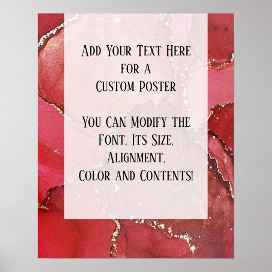 Poster Rouge & Or Abstrait Encre d'alcool do-it-yourself (Devant)