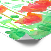 Poster Rouge Orange Poppies de champ Aquarelle (Coin)