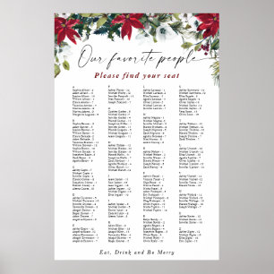 Poster Rouge Poinsettia Alphabet Noël GRAPHIQUE DE SIÈGE