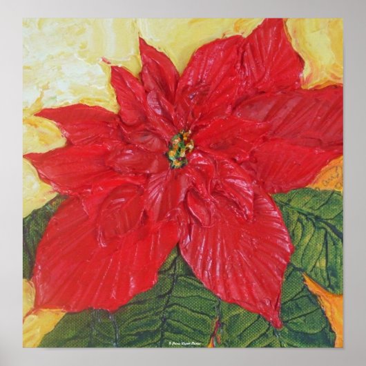 Poster rouge Poinsettia Art (Devant)