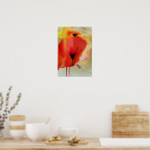 Poster Rouge Poppies fluide aquarelle moderne fleur (Cuisine)