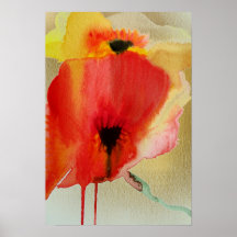 Rouge Poppies fluide aquarelle moderne fleur