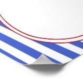 Poster Rouge Rétro Blanc & Bleu Classiques Rayures Nœuds (Coin)