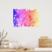 Poster Rouge rose bleu violet jaune Art moderne Abstrait (Cuisine)