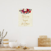 Poster Rouge roses baies mariage d'hiver signe d'accueil (Cuisine)
