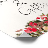 Poster Rouge rustique vert floral hiver Chic Mariage (Coin)