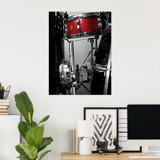 Poster rouge Snare Drum (Bureau à domicile)