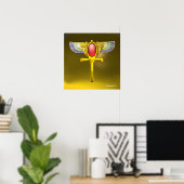 POSTER ROUGE TALISMAN / EGYPTIAN WINGH ANKH ET CORNUCOPIE (Bureau à domicile)