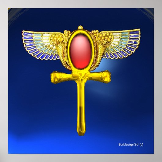 Poster ROUGE TALISMAN/ÉGYPTIEN FEU ANKH, CORNUCOPIA Bleu (Devant)