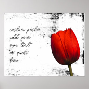 Poster rouge tulip ajouter du texte en noir et blanc