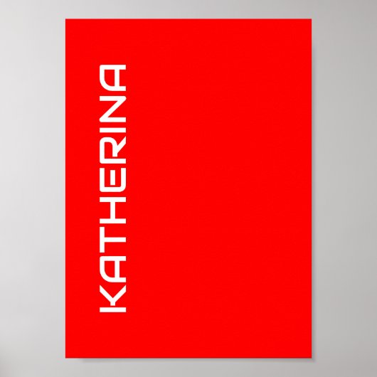 Poster Rouge Uni | Nom Classique Blanc (Devant)