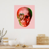Poster rouge Valentine Skull (Cuisine)