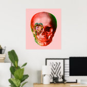 Poster rouge Valentine Skull (Bureau à domicile)