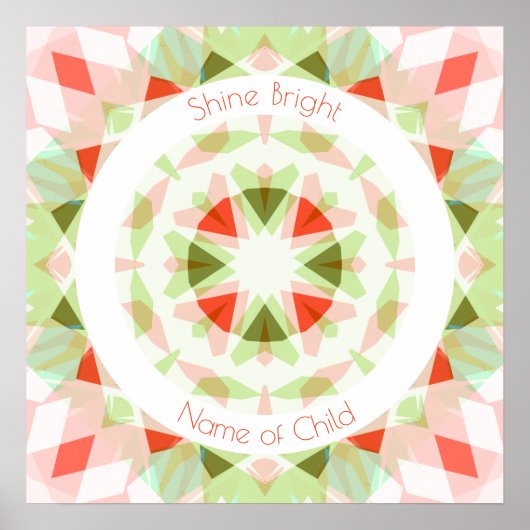 Poster Rouge Vert brillant étoile brillante Nom Décor de  (Devant)