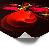 Poster Rouge Vert Floral Moderne Art Abstrait Motif #02 (Coin)