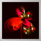 Poster Rouge Vert Floral Moderne Art Abstrait Motif #02 (Devant)