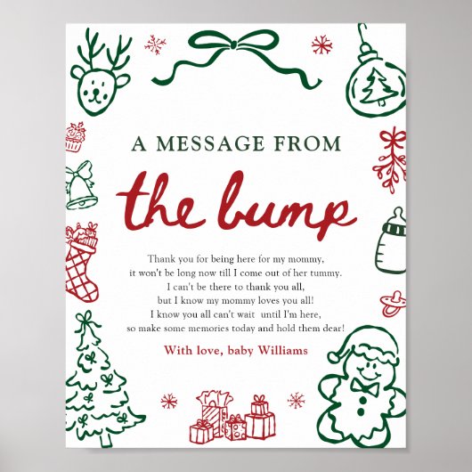 Poster Rouge Vert Hiver Un Message Du Signe De Grossesse (Devant)