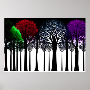 Poster Rouge vert pourpre éclaboussure en Forêt Noire et
