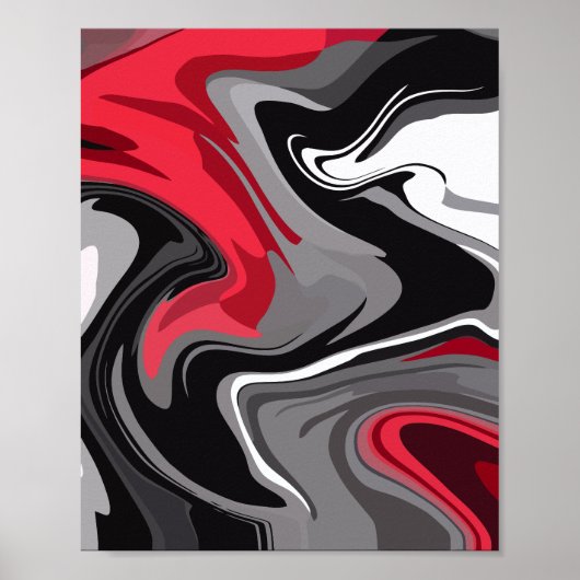 Poster Rouges, noirs, blancs et gris dynamiques Vagues ab (Devant)