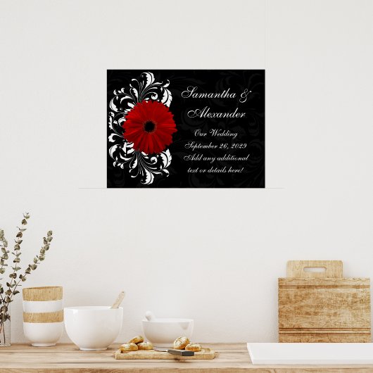 Poster Rouges, noirs et blancs Gerbera Daisy (Cuisine)