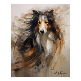 Poster Rough Collie Chien au vent 002 - Yacobsen Derosa