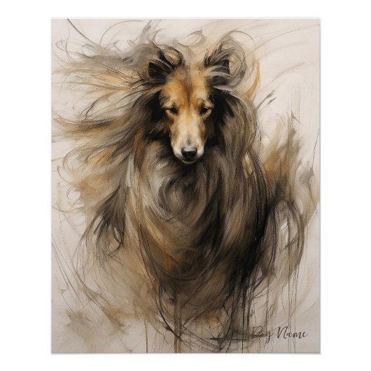 Poster Rough Collie Chien au vent 004 - Yacobsen Derosa (Devant)