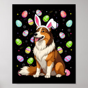 Poster Rough Collie Chien Pâques Chasse aux oeufs Bunny P