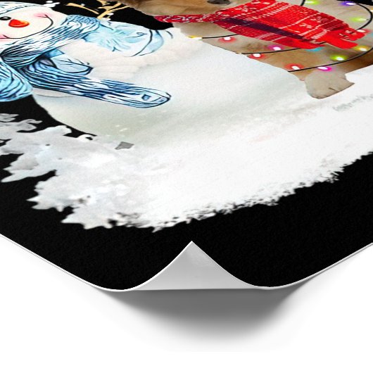 Poster Rough Collie Père Noël Chien Noël Snowman Xmas Paj (Coin)