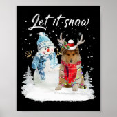 Poster Rough Collie Père Noël Chien Noël Snowman Xmas Paj (Devant)