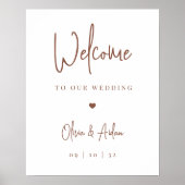 Poster Rouille | Accueil de Mariage de script manuscrit m (Devant)
