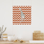 Poster Rouille Red Safari Chevron avec Pop Art Giraffe (Cuisine)