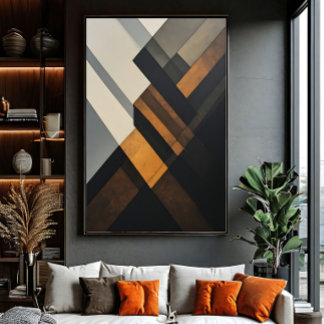 Poster Rouille Texturée Géométrique Abstraite Moderne