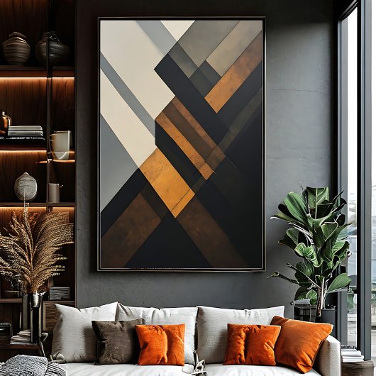 Poster Rouille Texturée Géométrique Abstraite Moderne