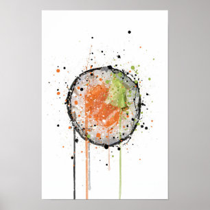 Poster Roulé de sushi au saumon Tekkamaki