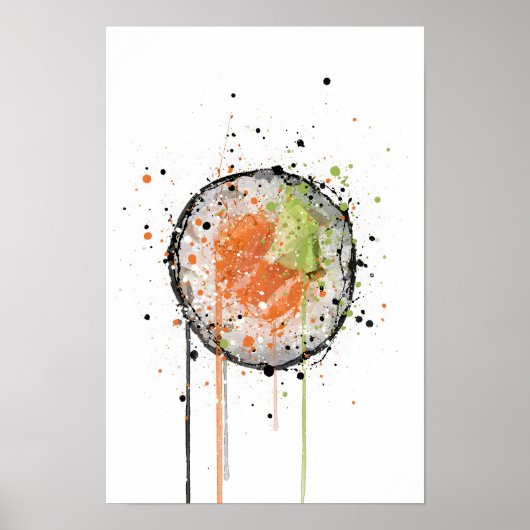 Poster Roulé de sushi au saumon Tekkamaki (Devant)