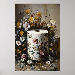 Poster Rouleau de papier toilette floral, Dark Academia