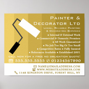 Poster Rouleau, Peintre & Décorateur Or Ombre & Peinture