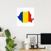 Poster Roumanie - Carte du drapeau pleine taille (Bureau à domicile)