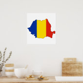Poster Roumanie - Carte du drapeau pleine taille (Cuisine)