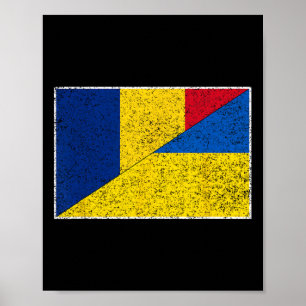 Poster Roumanie Drapeau Ukraine Roumain Fierté Ukrainienn
