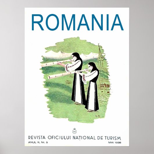 Poster Roumanie, femmes avec des instruments de musique t (Devant)