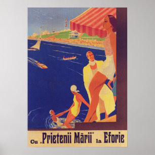 Poster Roumanie Print, Retro Travel Poster, Eforie Romani