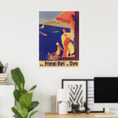 Poster Roumanie Print, Retro Travel Poster, Eforie Romani (Bureau à domicile)