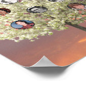 Poster Round Photos with White Blossom Tree and Sunset (Coin)
