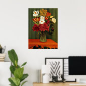 Poster Rousseau - Bouquet de fleurs avec une Branche d'Iv (Bureau à domicile)