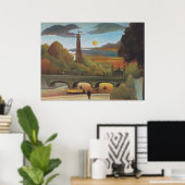 Poster Rousseau Seine et Tour Eiffel au coucher du soleil (Bureau à domicile)