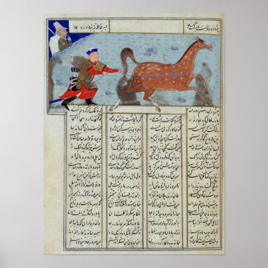 Poster Roustem saisit son cheval, de la 'Shahnama' (Devant)