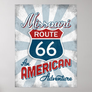Poster Route 66 Amérique Vintage