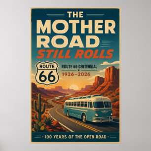 Poster route 66 Bus de la route mère Centenaire Art du dé